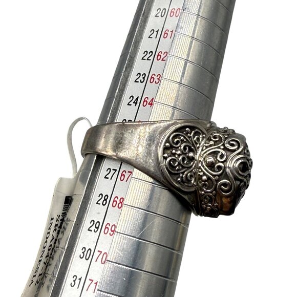 Sarda Bali-Style Artisan Sterling Silver Ring Pear-Shaped Colcanic Quartz Triple - Picture 9 of 10